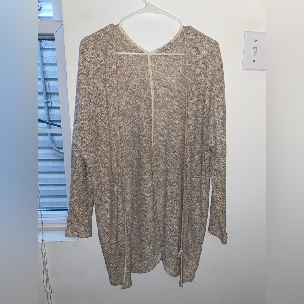 Tan Knit Long Cardigan